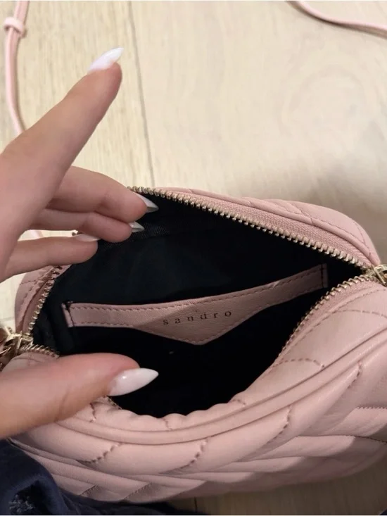 Sandro Light Pink Chevron Quilted Crossbody Bag - Picture 4 of 7